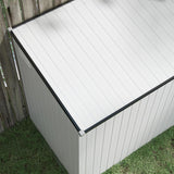 Outsunny 4' x 7.7' Metal Outdoor Storage Shed, Lean to Storage Shed, Garden Tool Storage House with Lockable Door and 2 Air Vents for Backyard, Patio, Lawn, White Outsunny
