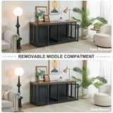 70.9'' Double Dog Crate Furniture, Furniture Style Dog Crate Table, Wood Crates for Dogs Kennel Indoor with Removable Divider, XXL Heavy Duty Decorative Dog Crate Table for 2 Dogs (Black) MAOVUIO