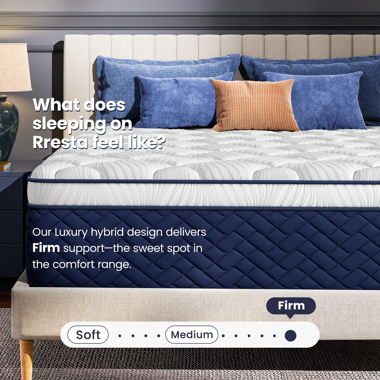 RRESTA Firm King Mattress 14 Inch - Hotel Collection Hybrid Mattress with 5-Zone Support, Luxury Sleep Comfort, Extra Back & Hip Support, Fiberglass-Free, CertiPUR-US Certified, 365-Night Trial RRESTA