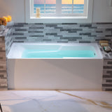 WOODBRIDGE 60" Acrylic Rectangular Alcove Soaking Bathtub in White with Right Drain, Brushed Nickel Pop-Up Drain Included BA6030R WOODBRIDGE
