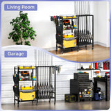 TC-HOMENY 16-Rod Fishing Rod Holder for Garage, Fishing Pole Rack Cart Fit All Fishing Rods, 3 Tier Fishing Tackle Storage Organizer Rack with Storage Bag, For Living Room TC-HOMENY