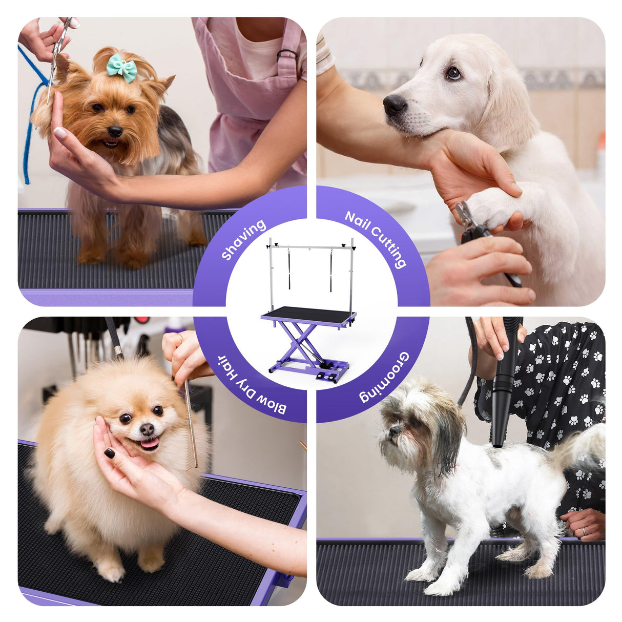 Flying Pig Ultimate Heavy Duty Grooming Table – Electric Lift, Adjustable Height, Non-Slip Surface, Professional Dog & Cat Grooming Arm, Stable & Safe Design for Home and Salon Use -Purple Flying Pig Grooming