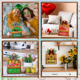 GlikCeil 37 Pcs Interchangeable Seasonal Decor Farmhouse Breadboard Interchangeable Seasonal Tier Tray Decor Holiday Halloween Thanksgiving Christmas Wooden Decoration with Bow for Table Kitchen GlikCeil