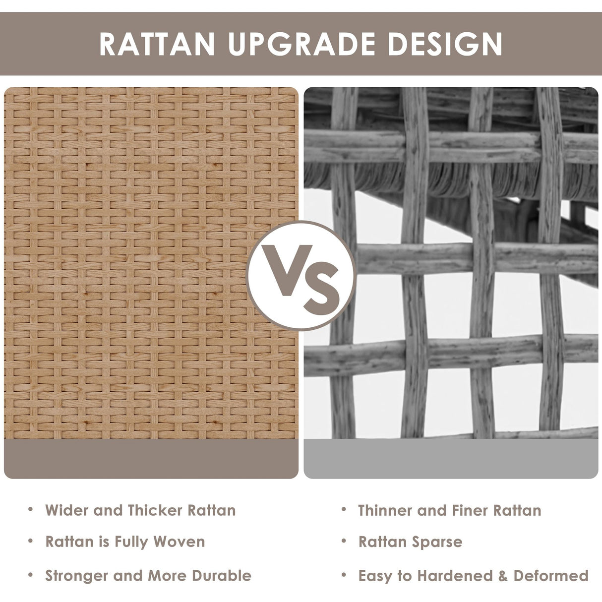 ENSTVER Outdoor Patio Sectional Furniture Set, 8 Piece Wicker Conversation Patio Furniture Wtih Extra Waterproof Cover and Thick Cushions for Garden, Backyard(Beige) ENSTVER