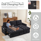 L-shape Pull out Sleeper Sofa Couch Bed,Modern Sofa Bed with Reversible Storage Chaise Lounge,Velvet Upholstered Tufted Sectional Corner Sofabed with USB Ports and Side Pockets for Living Room,Bedroom KINFFICT