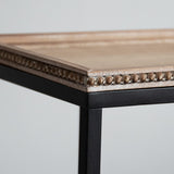 COZAYH Farmhouse C Table Couch End Table, Distressed Beaded Edge Tray Top Snack Side Table, Black COZAYH