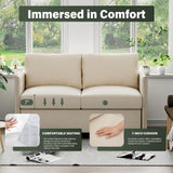 Ribilake Loveseat Sofa, 52” Small Couch for Living Room, Tool-Free Setup Sofas, 2 Seater Love Seats Couch for Bedroom, Home Office, Small Space, Beige Ribilake