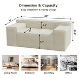 Small Modern Loveseat Sofa, Hybrid Sofa Couch in a Box, No Assembly Needed, Sleeper Sofa with 2 Pillows, Cat-Scratch Resistant Linen,Small Sofa for for Small Space, Living Room, Bedroom,Beige PurrJoys
