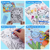 3 Pack Paint by Numbers Kit for Kids Ages 8-12, 10 * 8 inch Color by Number for Kid Framed Canvas with 18 Acrylic Paint Pots and 6 Brushes, Paint by Number, Arts and Crafts Art Supplies for Kids 9-12 Volmop