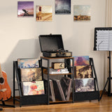 LELELINKY Record Player Stand with Vinyl Storage, 3 Tier Turntable Stand with Display Shelf Storage Up to 180 Albums,Brown End Table Records Cabinet for Media Stereo Speaker, Amplifiers, Magazines LELELINKY