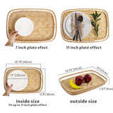 PEMAR Set of 6 Bamboo Wicker Serving Trays for Foods and Drinks, Rectangular Lap Trays for Breakfast. Decorative Bamboo Wood Basket Platters for Coffee Table, Picnic, Bed Eating PEMAR