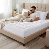 OLANLY King Quilted Fitted Mattress Pad – Soft Pillow Top Mattress Topper, Down Alternative Fill, Cooling Comfort Breathable Mattress Cover, Machine Washable Deep Pocket Mattress Protector, White OLANLY