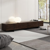 AIEGLE Modern TV Stand with 4 Flip-Down Drawers, Entertainment Center with Storage, Media Console Table TV Cabinet for Living Room, Bedroom, Dark Brown (95.7" W x 15" D x 15.7" H) AIEGLE