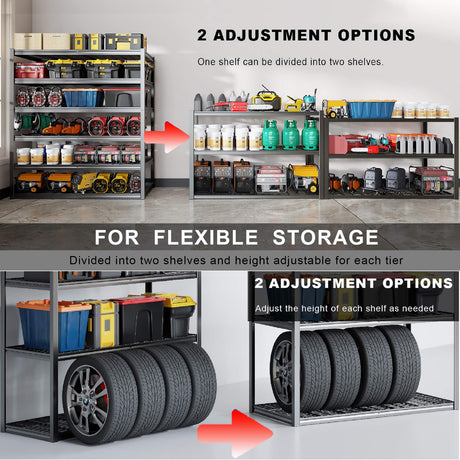 PMKES 64" Wide 6-Tier Garage Shelving Unit, 64" W x 24" D x 84" H, Heavy Duty Garage Storage Shelves,3900 LBS Capacity, Industrial Adjustable Shelves for Basement Warehouse PMKES
