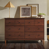 Walker Edison Modern 6-Drawer Solid Wood Dresser Bedroom Storage, 57 Inch, Walnut Walker Edison