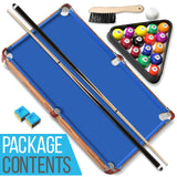 SereneLife 4.5ft Folding Pool Table, 54in Portable Foldable Billiards Game Table for Kids and Adults with Accessories, Indoor and Outdoor Games with Sticks, Cue, Balls and Triangle, Blue SereneLife