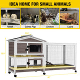 Aivituvin Rabbit Hutch 62" Rabbit Cage Indoor Outdoor Chicken Coop Guinea Pig Cage on Wheels Bunny Cage with 3 Deep No Leakage Pull Out Tray,Waterproof Roof (Brown) Aivituvin