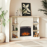 Mr. Kate Winston 56 Inch Electric Fireplace with Mantel, Replaceable Fireplace Insert Heater, Shelves, Remote Control, Timer, Realistic Log and Flame Effect, for Living Room or Bedroom, Plaster Mr. Kate