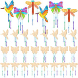 Leinuosen 30 Pcs Wind Chime Kit Hummingbird Wooden Wind Chimes Decorative Butterfly Windchimes Hanging Dragonfly DIY Wind Chimes for Kids Indoor Outdoor Garden Home Patio Party Crafts Decorations Leinuosen