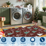 GarveeHome 2.5x8 Christmas Rug Runners for Hallways Non Slip,Christmas Tree Print Kitchen Rugs Washable Area Rug for Entryway, Low Pile Soft Red Holiday Decor Carpet for Bedroom Laundry Room GarveeHome