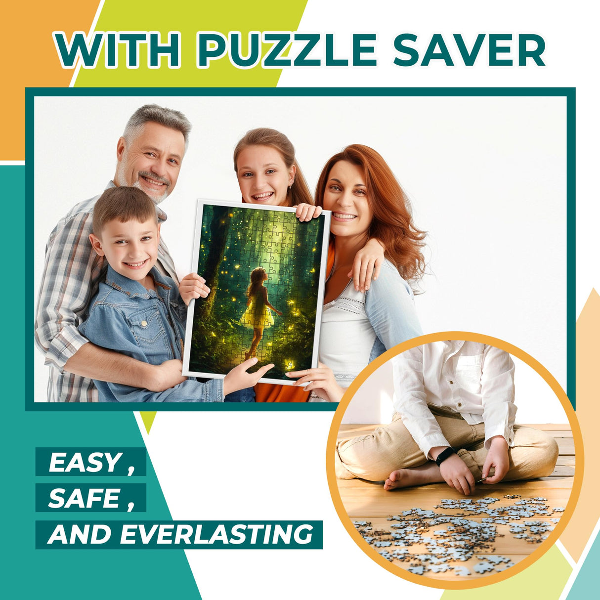 HASHI Puzzle Saver 8 Sheets (12.4 x 15.3 Inches) with 8 Hangers, Easy Peel & Stick, No Mess, Adhesive Backing for Jigsaw Puzzles HA SHI