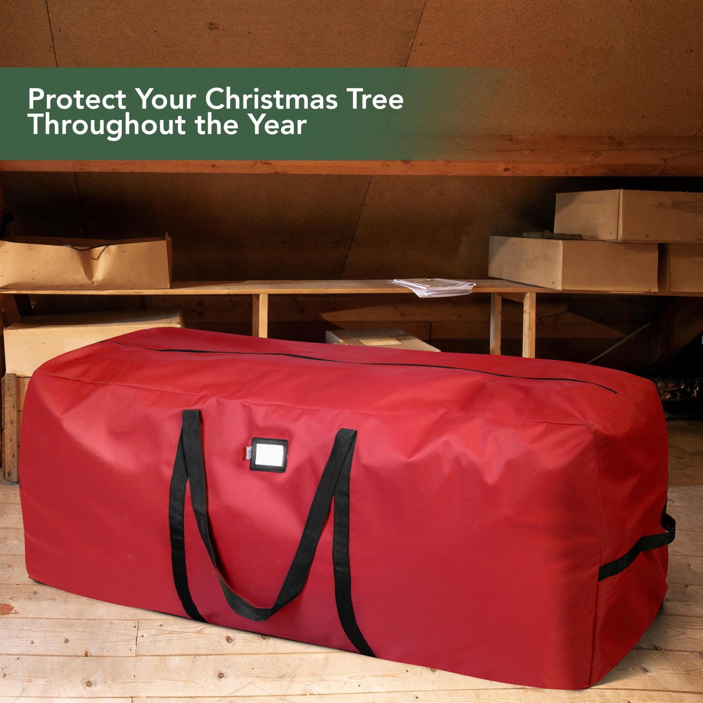 Holiday Cheer Christmas Tree Storage Bag – Heavy Duty Christmas Tree Bag Fits Up to 9ft Tall Artificial Christmas Tree, Waterproof with Durable Handles & Zipper – Xmas Tree Storage Bag (RED)