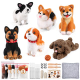 Mayboos 6 PCS Needle Felting Kit, Animal Needle Felting Beginner Kits Wool Felt Needle Felting Tools with Instruction for DIY Craft Animal Home Decoration (Cute Dog) Mayboos