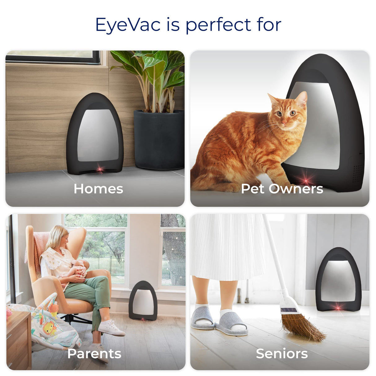 EyeVac Home Touchless Vacuum Automatic Dustpan - Great for Sweeping Pet Hair Food Dirt Kitchen - Fast & Powerful, Corded Canister Vacuum, Bagless, Automatic Sensors, 1000 Watt (Matte Black) EYE-VAC