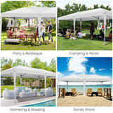 HOTEEL 10x20 Pop Up Canopy with 6 Sidewalls, One-Push Setup Canopy Tent with 8 Windbreak Poles, 10x20 Waterproof Outdoor Canopies for Parties Market Weddings Camping Patios (White) Hoteel