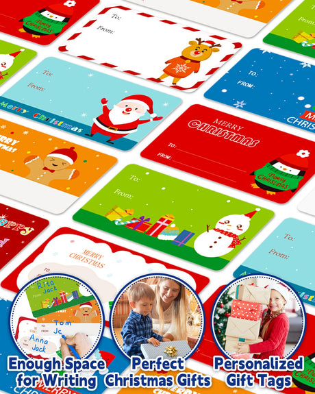 Greingways 500 Christmas Name Tags Stickers - Self Adhesive Labels for Gifts, Bags, Boxes, Wrapping Paper, Christmas Gift Tags Xmas Labels for Gifts Bags Boxes Xmas Holiday Wrapping Paper Greingways