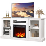 WLIVE Fireplace TV Stand for 65" TV, Entertainment Center with 18 Inch Electric Fireplace, TV Console with Open Shelves for Living Room and Bedroom, White WLIVE