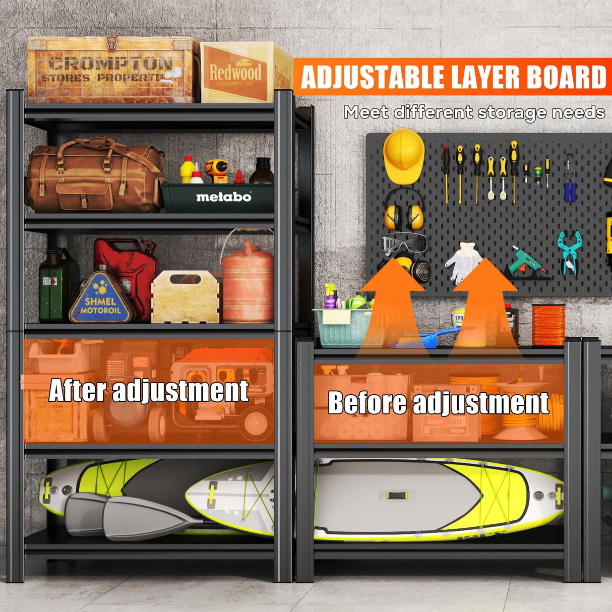 Leariso 63'H Garage Shelving,Adjustable Storage Shelf,Standing Shelves Unit - Heavy Duty Metal Storage Shelving,Easy Assemble Rack Units for Garage,Metal Shelves(4Tier-63'H, 39.4'W*17.7'D) Leariso