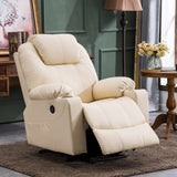 MCombo Power Lift Recliner Chair for Elderly, Lift Chair with Heat and Massage, FSC Certified, USB Ports, Cup Holders, Faux Leather 7040 (Cream White, Medium) MCombo
