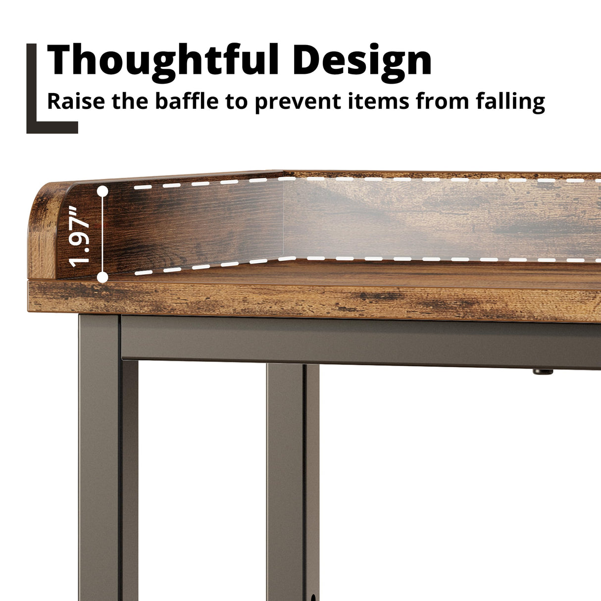 IRONCK Console Table, Sofa Table with Power Outlet, Farmhouse Hallway Table for Entryway, Living Room, Height Adjustable, Easy Assembly, Rustic Brown, 43" IRONCK