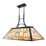 Wellmet 3-Lights Pool Table Lamp with Tiffany-Style Shade for 7' 8' 9' Table, 43.3” Vintage Billiards Light Fixtures Ceiling for Man Cave Club Bar Game Game Room Wellmet