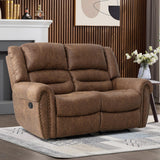 CANMOV Faux Leather Manual Loveseat Recliner, 2 Seat Reclining Chair, Overstuffed Comfortable Arms and Back Recliner Chair, Couch Set for Living Room, Bedroom Furniture, Office,Nut Brown CANMOV
