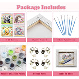 4 Pack Animal Paint by Number for Kids with Wooden Frame, Paint by Numbers for Kids Animals Ages 4-8-12, Easy Elephant Panda Bee Hedgehog DIY Acrylic Oil Painting Kits for Home Wall Decor (8X8 inch) xackcme