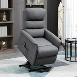 HOMCOM Power Lift Recliner Chair for Elderly, Easy Assembly, Fabric Lift Chair for Adults, Recliner Sofa with Remote Control, Side Pockets for Living Room, Gray HOMCOM