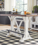 Signature Design by Ashley Valebeck Rustic Farmhouse 36" Counter Height Dining Table, Brown & White Signature Design by Ashley