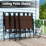 Tangkula 6 Pieces Folding Patio Dining Set, 4 Chairs and 31.5 inches Round Table, Patio Umbrella Included, for Indoor Outdoor Poolside or Balcony (Brown) Tangkula