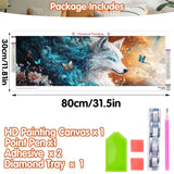 SKRYUIE 5D Large Diamond Painting Kits Wolf - DIY Diamond Art Kits for Adults Animal, Full Round Drill - Crystal Embroidery Cross Stitch - Craft for Wall & Office Decor - 12x30 inch / 30x80 cm c1 SKRYUIE