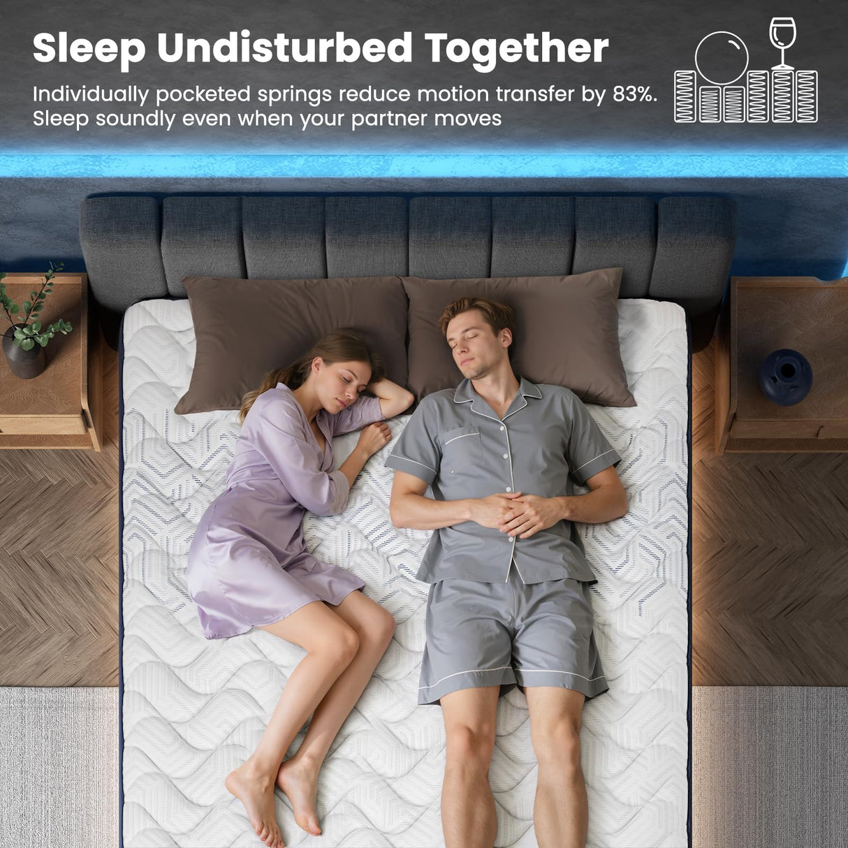 VISCOFLEX Firm King Mattress 14 Inch, Breathable Hybrid Mattress in a Box with Targeted Spinal Support and Pain Relief, Motion Isolation Pocket Springs - Fiberglass-Free, CertiPUR-US, 365-Night Trial VISCOFLEX