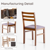 Livinia Seattle Modern Farmhouse Kitchen Dining Room Chair Set of 2, Solid Wood Fabric Upholstered Cushion Seat Wood Ladder Back Chairs (Antique) Livinia