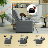 DRMBOOK 63'' RV Loveseat Recliner Sofa, Linen Fabric Double Camper Couch 2 Seater Recliner with Console, Home Movie Theater Seating Chair, 2 Person Push Back Recliners for Living Room, Grey DRMBOOK