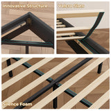 BTHFST Dark Grey Floating Queen Bed Frame with Charging Station, Hidden Storage, and RGB Lighting BTHFST