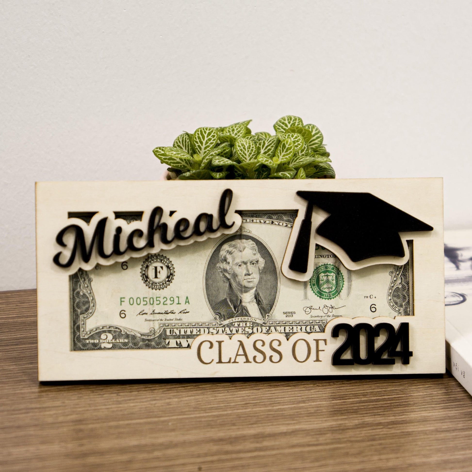 KindlyToys Personalized Graduation Money Holder - Graduation Gift Money Holder, Money Holder for Cash Gift Graduation - Wooden Money Holder, Unique Class of 2024 Graduation Gifts - WoodArtSupply