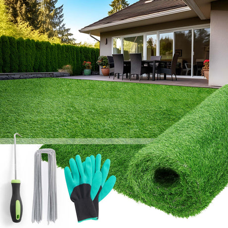 Artificial Grass Rug Outdoor Indoor 3ft x 5ft, Fake Grass Carpet Green Synthetic Grass Realistic Turf Rug with Drainage Holes for Garden Lawn Landscape Balcony Home Decoration PICK FOR LIFE