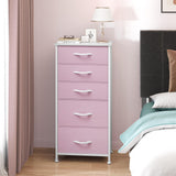 YITAHOME 5 Drawers Dresser - Fabric Dresser, Organizer Unit for Living Room, Closets(Pink) YITAHOME