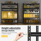 REIBII Set of 2 Garage Shelving, 2000LBS Adjustable Metal Shelving, 5 Tier Storage Shelves for Garage, Pantry, Kitchen, Basement 71.5" H x 35.5" W x 11.8" D REIBII