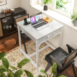 ODK 24x24 Inch Bar Table with Power Outlets & Storage, Modern Counter Height Pub Table with Sturdy Legs for Kitchen & Dining, High Top Console Indoor Table, White ODK